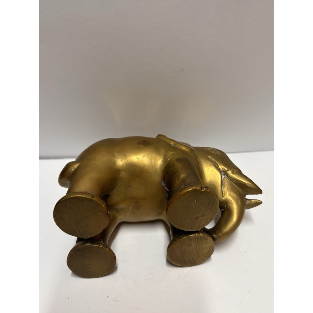 Elephant  Solid Brass‎ Elephant Statue Figurine Heavy Patina Small Vintage - Picture 10 of 12